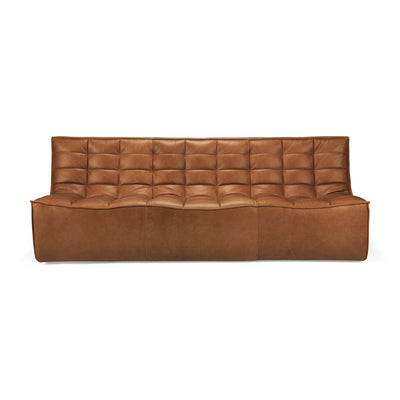 profile picture on white background of N701 Modular Three Seat Sofa in leather saddle