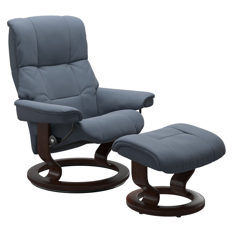 Stressless Mayfair Recliner Brown Stain Base Paloma Sparrow Blue